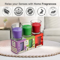 3 Pack Shot Glass Candle- (Fresh Lavender - Jasmine - Rose)