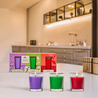 3 Pack Shot Glass Candle- (Fresh Lavender - Jasmine - Rose)