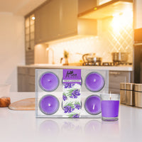 6 Pack Votive Glass Candle- Fresh Lavender
