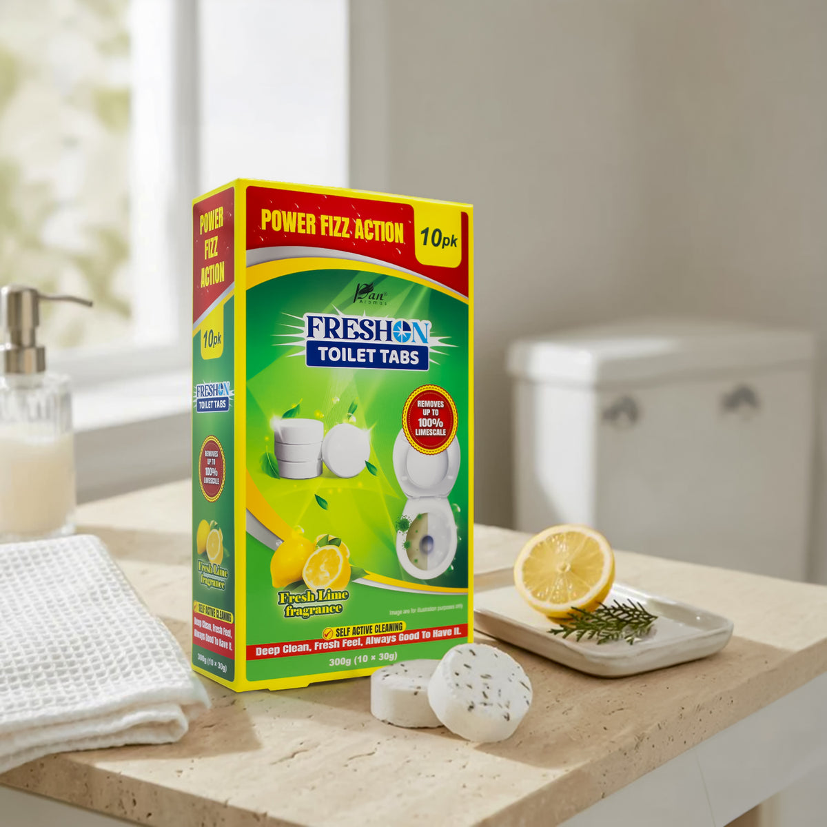 Power Fizz Toilet Cleaner Tablets – Fresh Lime (Pack of 10)