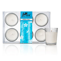 6 Pack Votive Glass Candle- Fresh Talc