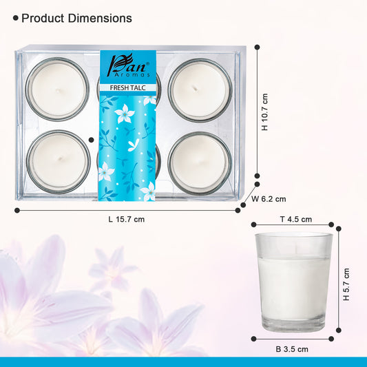 6 Pack Votive Glass Candle- Fresh Talc