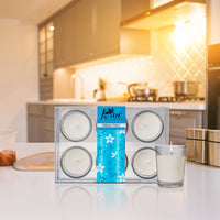 6 Pack Votive Glass Candle- Fresh Talc