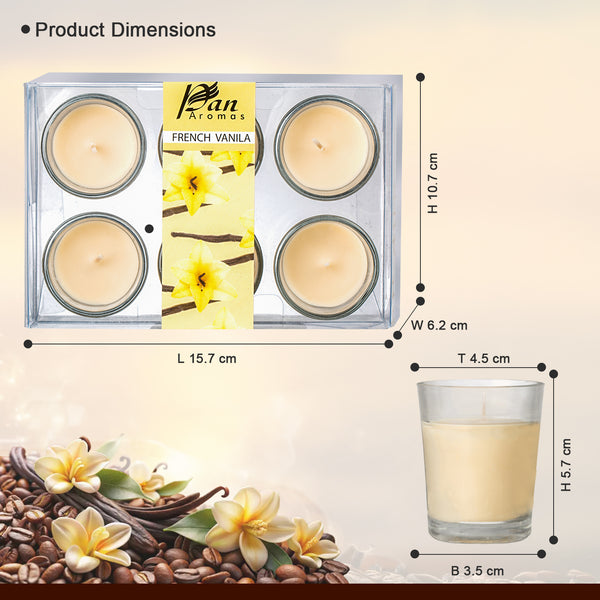 6 Pack Votive Glass Candle- French Vanilla