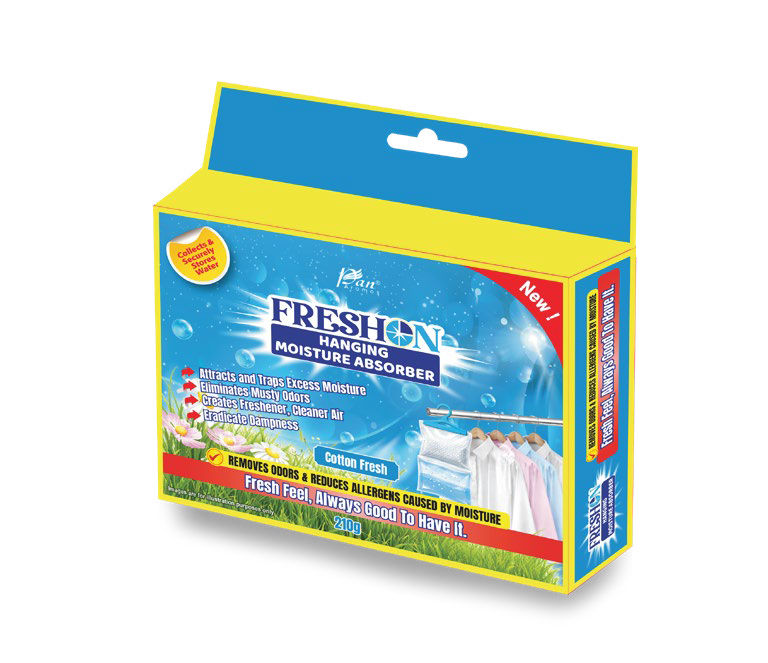 FRESHON by Pan Aromas (Cotton Fresh) Hanging Moisture Absorber 210g | Dehumidifier for Closets, Bathrooms, Laundry Rooms & Pantries | Eliminates Dampness & Musty Odors