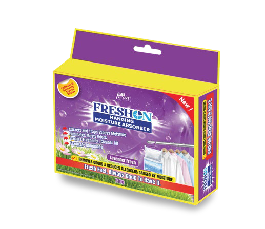 FRESHON by Pan Aromas (Lavender Fresh) Hanging Moisture Absorber 210g | Dehumidifier for Closets, Bathrooms, Laundry Rooms & Pantries | Eliminates Dampness & Musty Odors