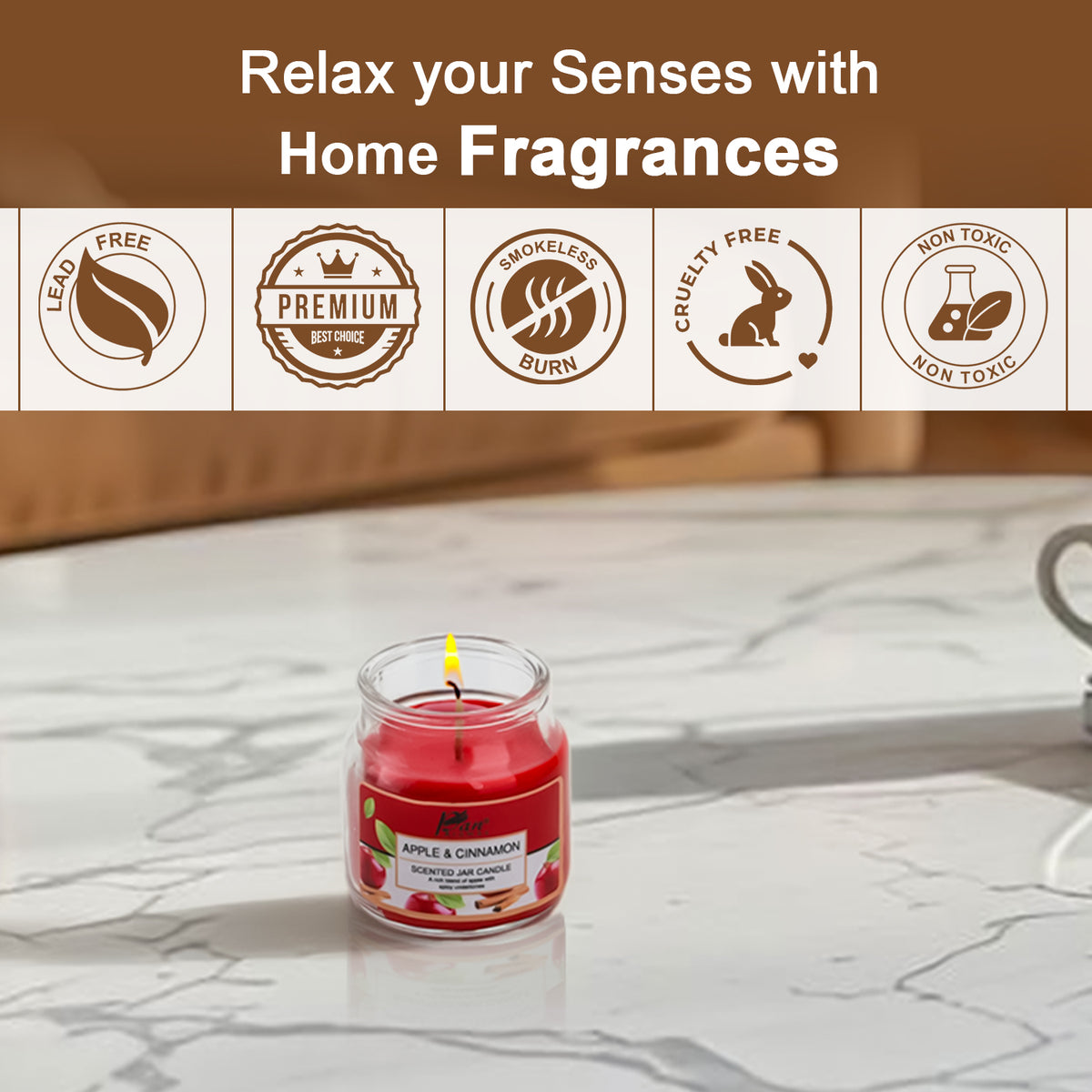 Jar Glass Candle With Lid – Apple & Cinnamon (85g)
