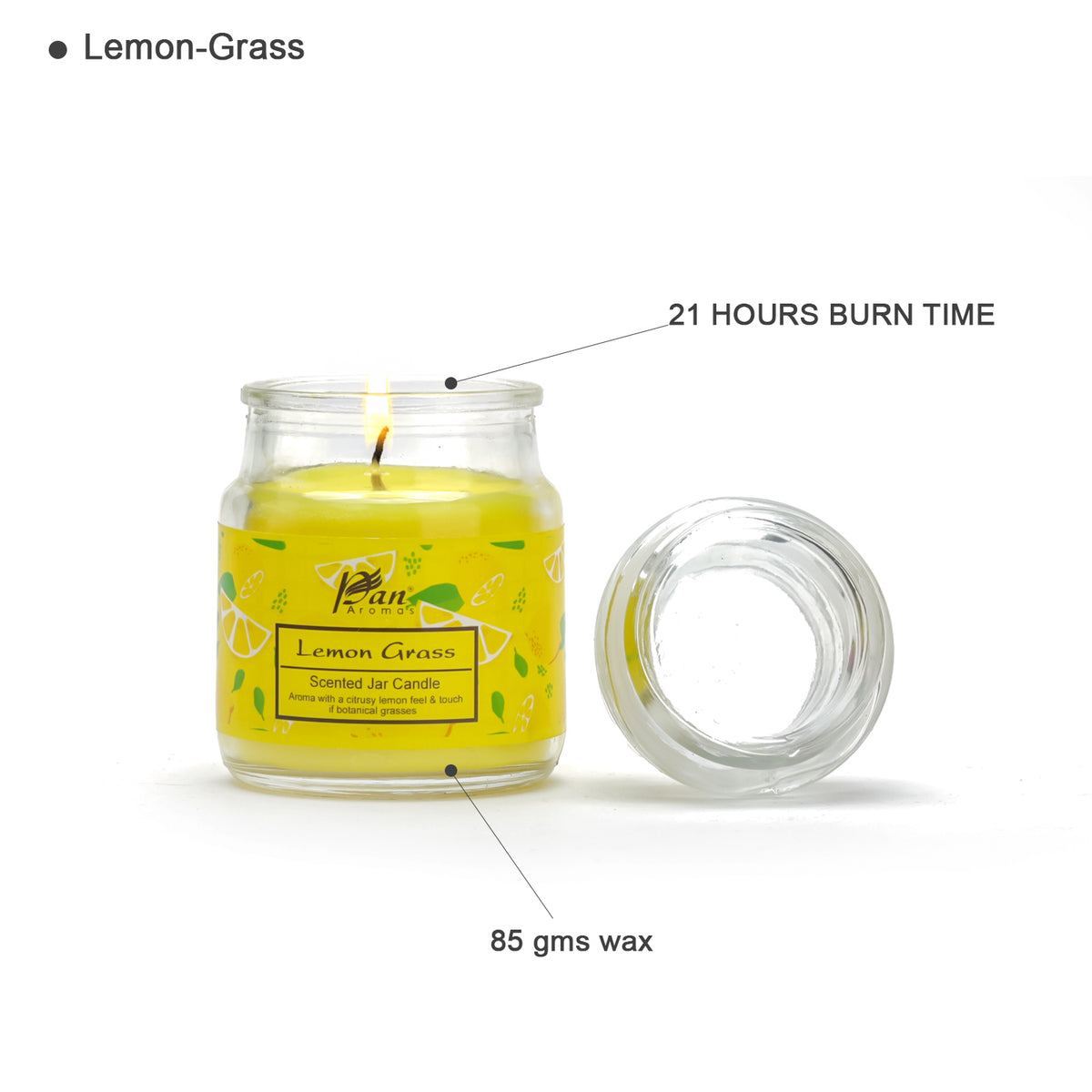 Jar Glass Candle With Lid – Lemon Grass (85g)