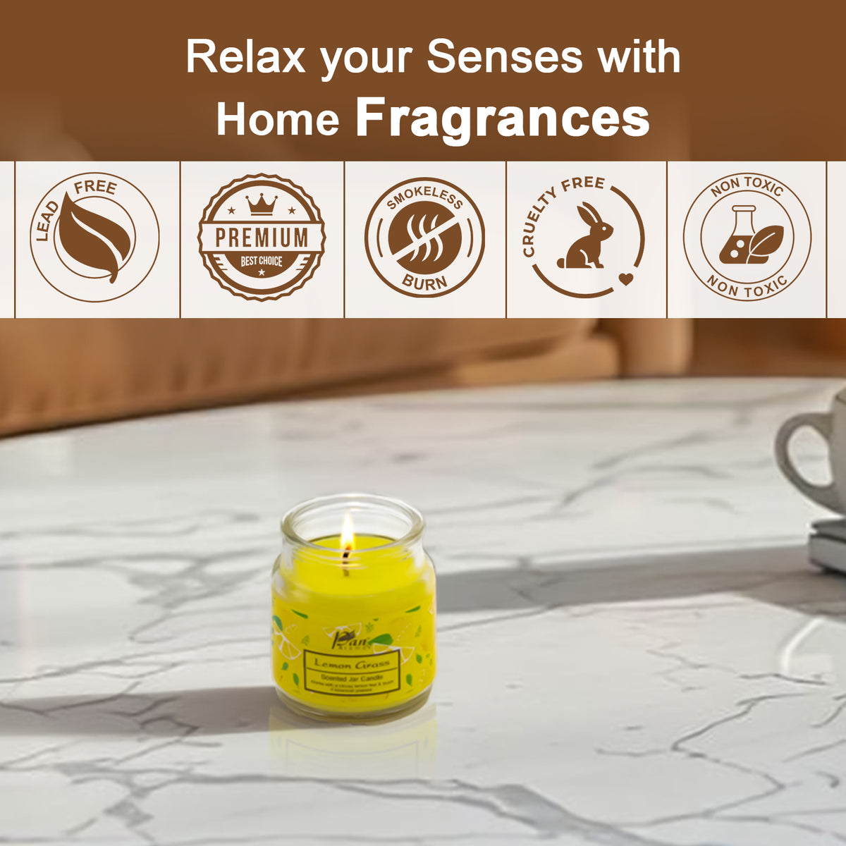 Jar Glass Candle With Lid – Lemon Grass (85g)