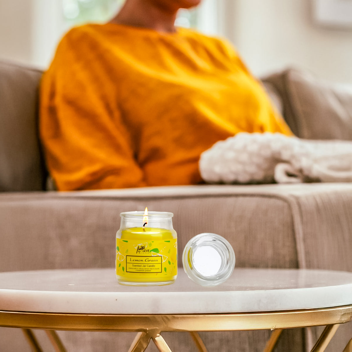 Jar Glass Candle With Lid – Lemon Grass (85g)