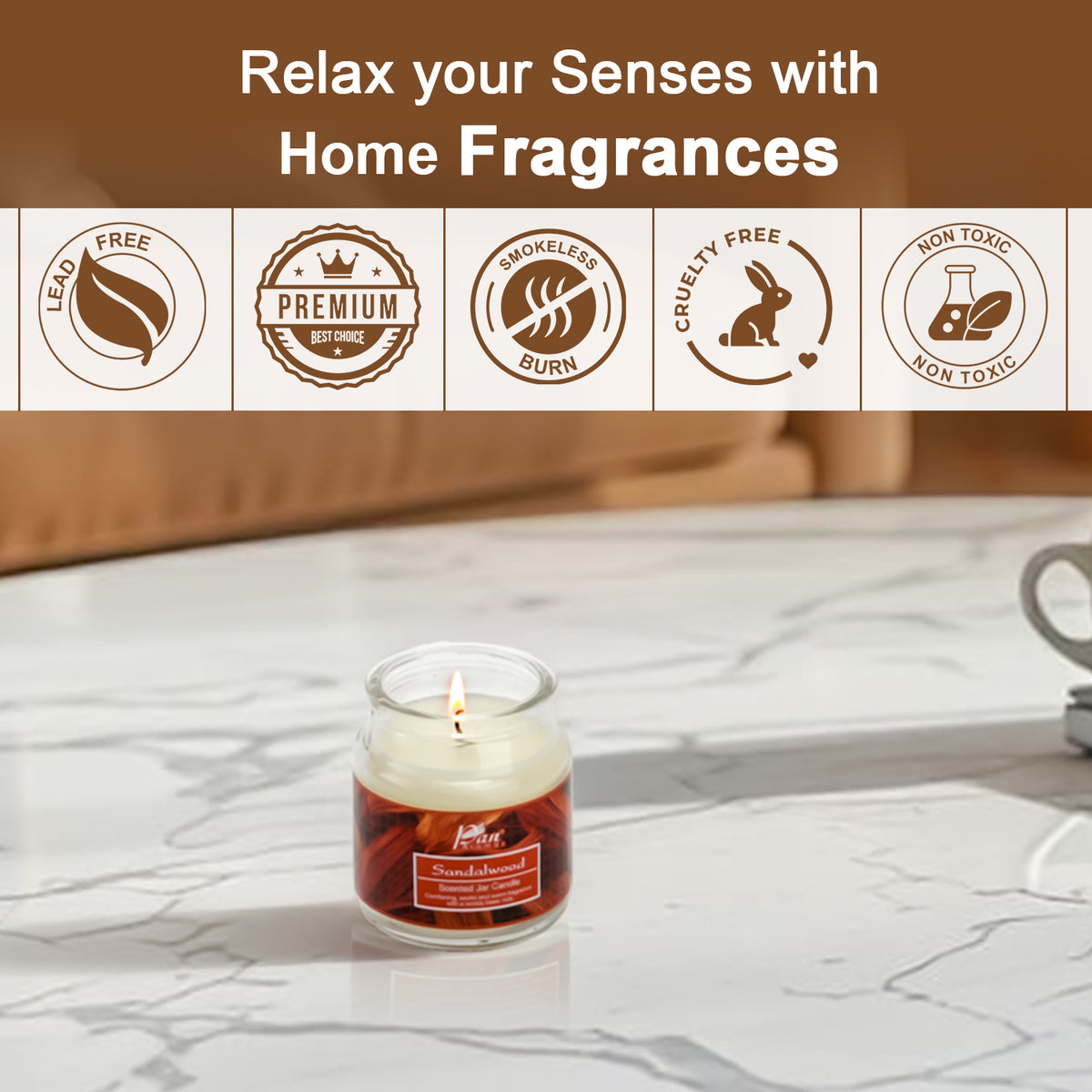 Jar Glass Candle With Lid– Sandalwood (85g)