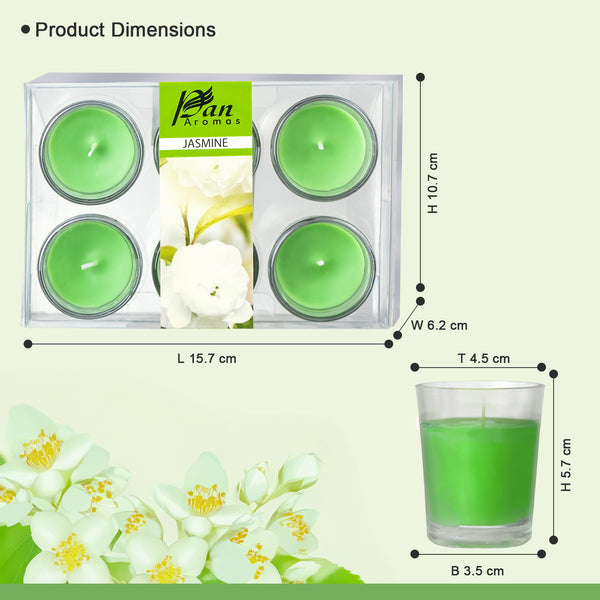 6 Pack Votive Glass Candle- Jasmine