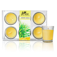 6 Pack Votive Glass Candle- Lemon Grass