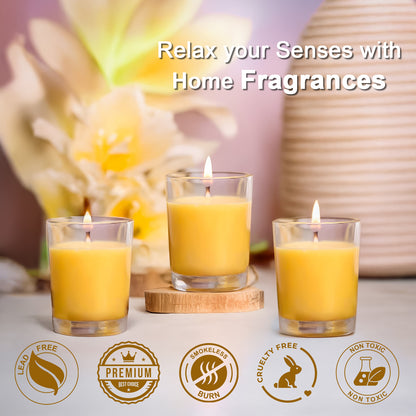 6 Pack Votive Glass Candle- Lemon Grass