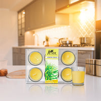 6 Pack Votive Glass Candle- Lemon Grass