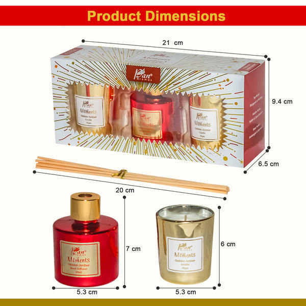 Moments Reed Diffuser & Candle Gift Set - Golden Amber Fragrance