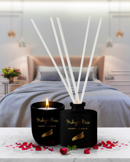 Crystal Collection – Midnight Rose (Special Combo) | Reed Diffuser (100ml) & Scented Candle (150g)