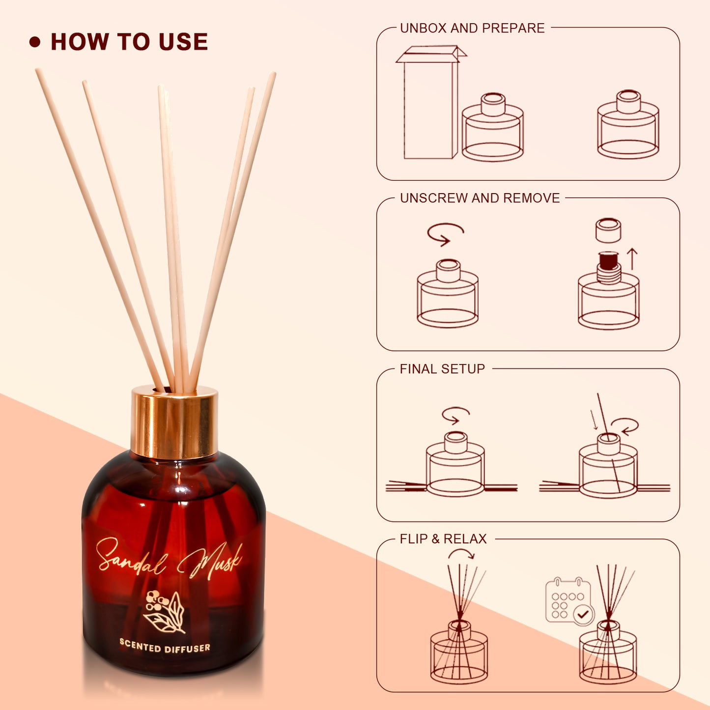 Sandal Musk Scented Reed Diffuser - Oriental Collection (100ml)
