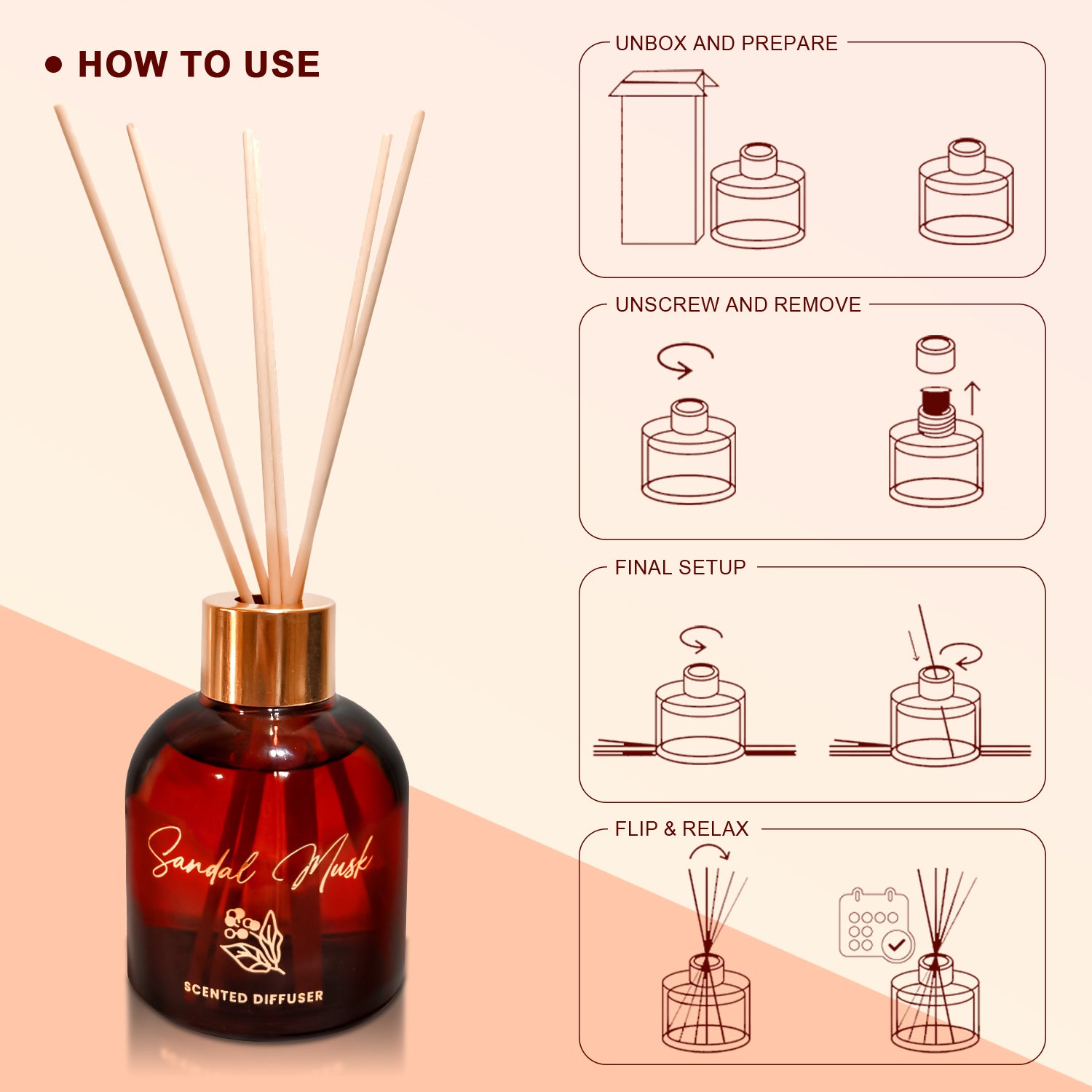 Sandal Musk Scented Reed Diffuser - Oriental Collection (100ml)