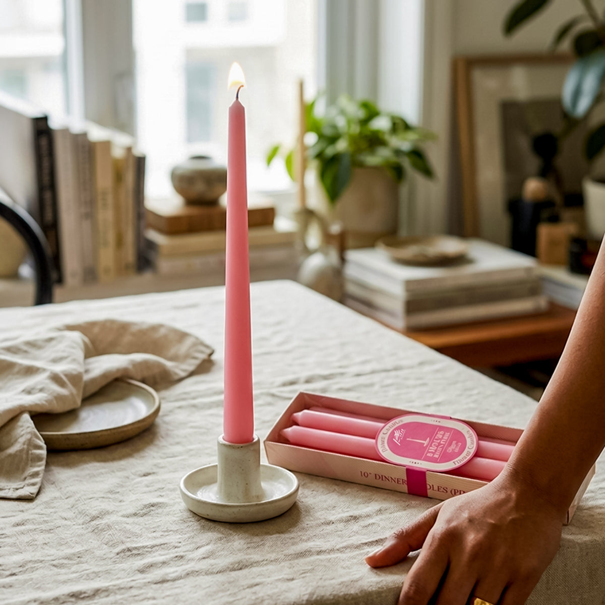 4 -Pack Unscented Dinner Candle - Pink