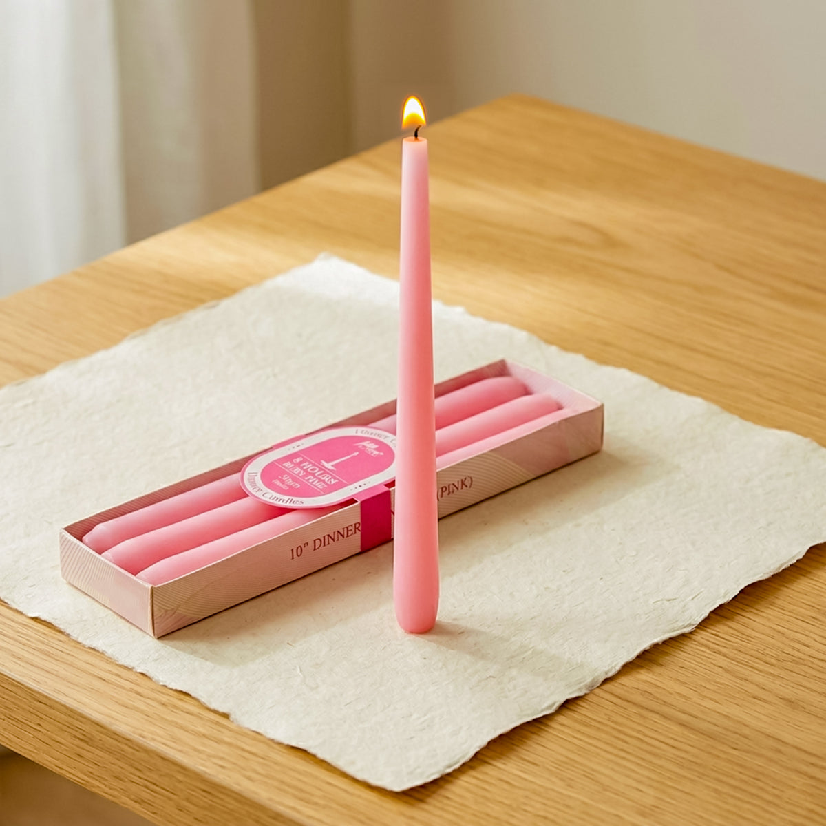 4 -Pack Unscented Dinner Candle - Pink