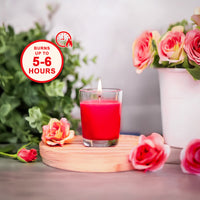 6 Pack Votive Glass Candle- Rose