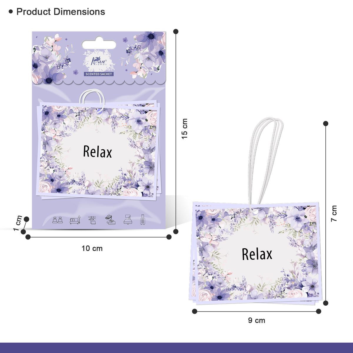 3-Pack Scented Paper Hanging Sachet - (Relax) Lavender