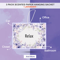 3-Pack Scented Paper Hanging Sachet - (Relax) Lavender