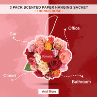 3-Pack Scented Paper Hanging Sachet - (Romance) French Rose