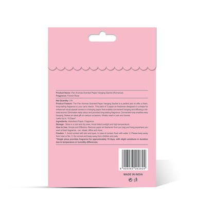 3-Pack Scented Paper Hanging Sachet - (Romance) French Rose