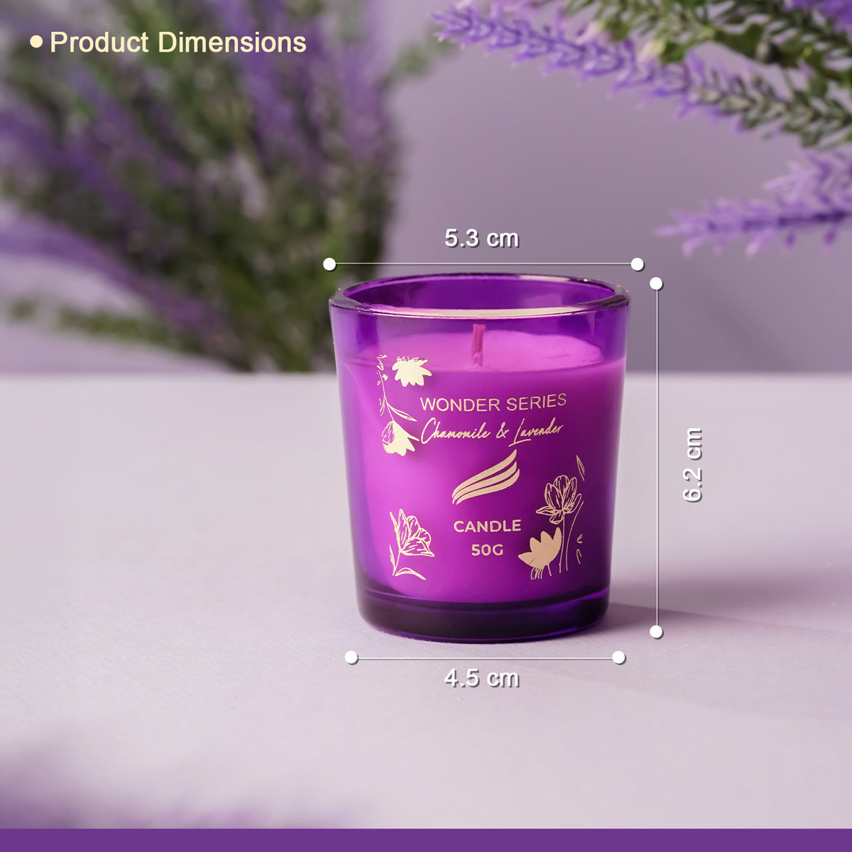 Chamomile & Lavender Scented Candle - Wonder Series (50gms)