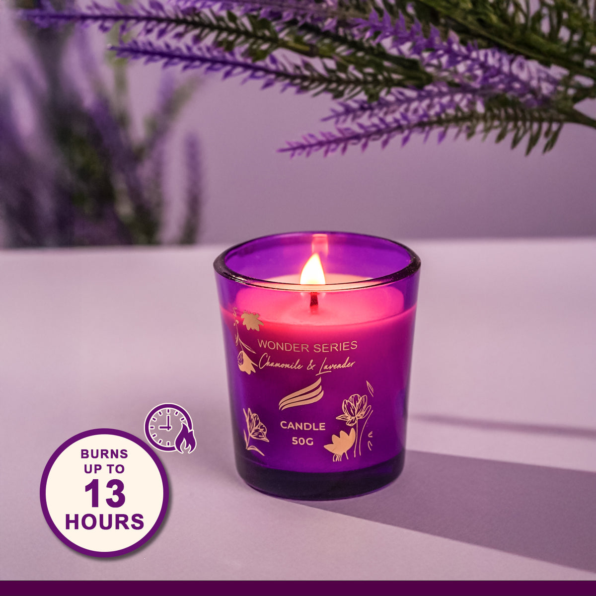 Chamomile & Lavender Scented Candle - Wonder Series (50gms)