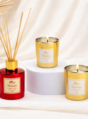 Moments Reed Diffuser & Candle Gift Set - Golden Amber Fragrance