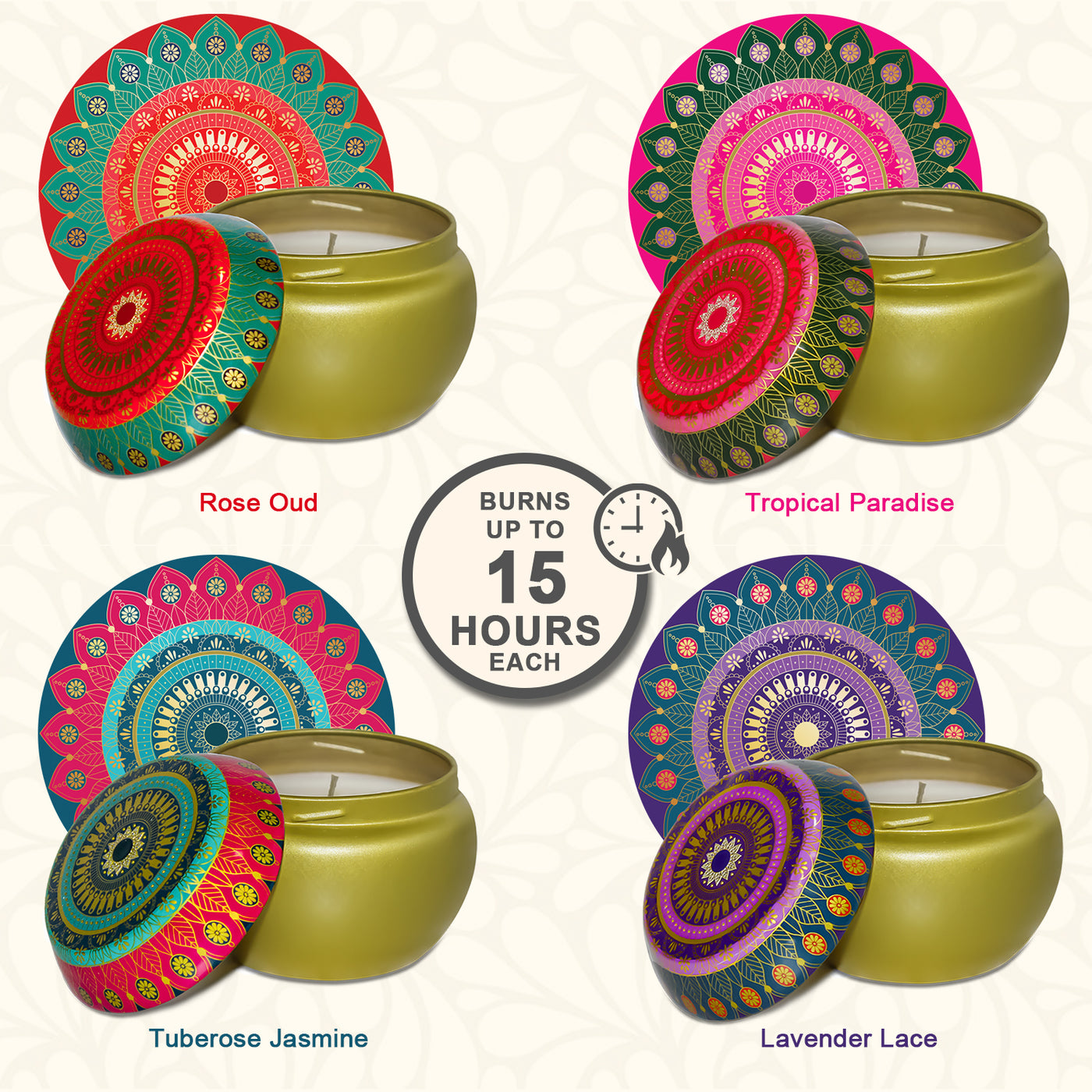 4 Pack Scented Tin Candle - Gift Set