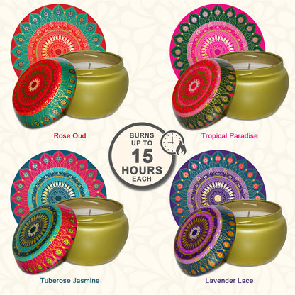 4 Pack Scented Tin Candle - Gift Set