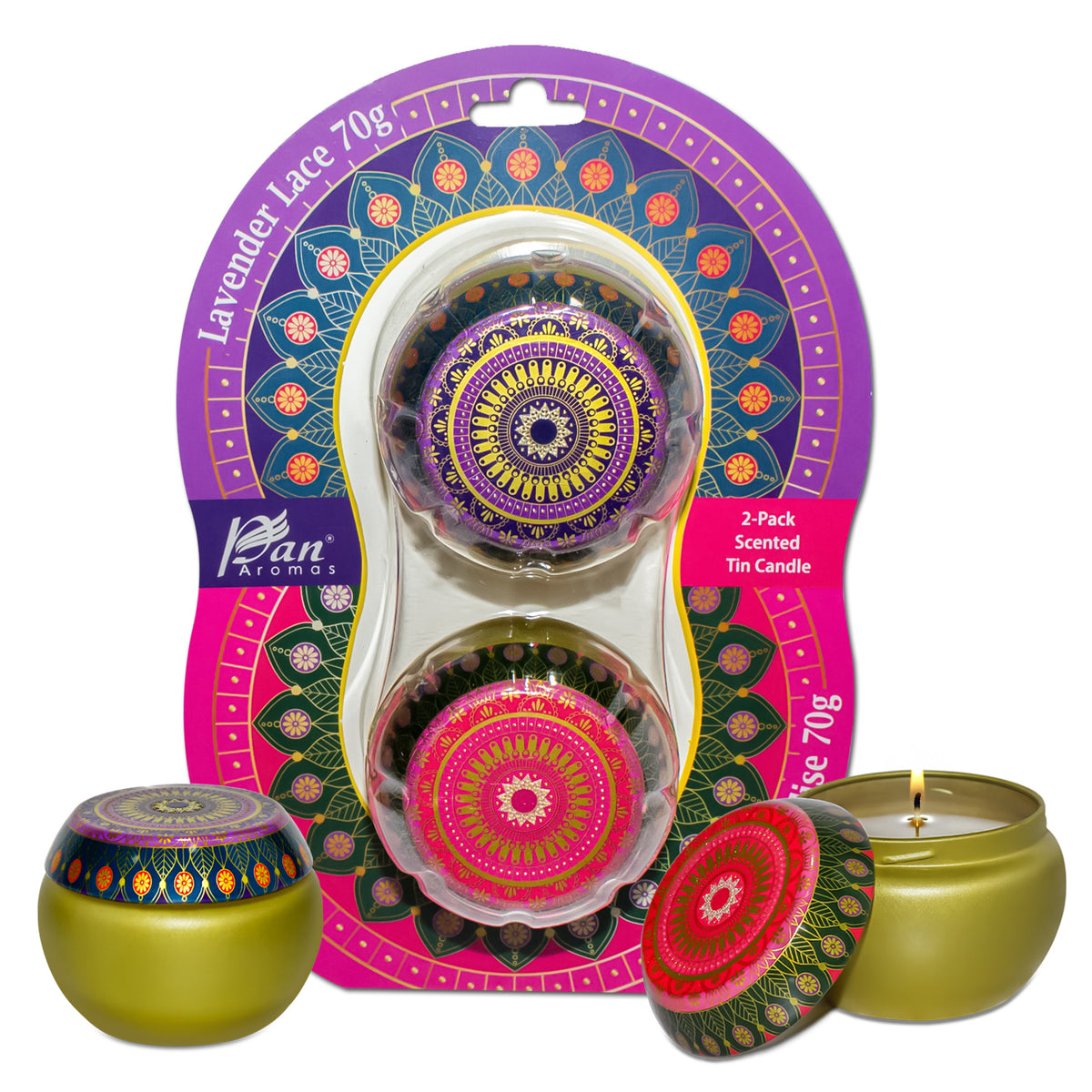 Lavender Lace & Tropical Paradise Scented Tin Candle- 2 Pack