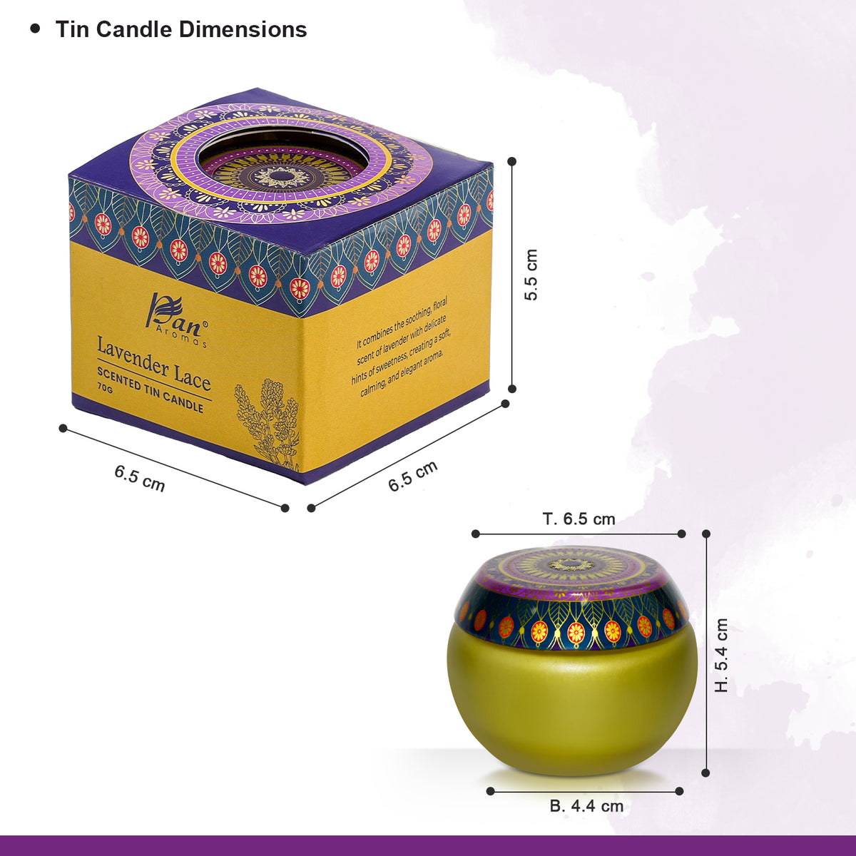 Lavender Lace Scented Tin Candle- 70gm