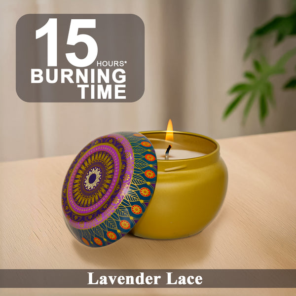 Lavender Lace Scented Tin Candle- 70gm