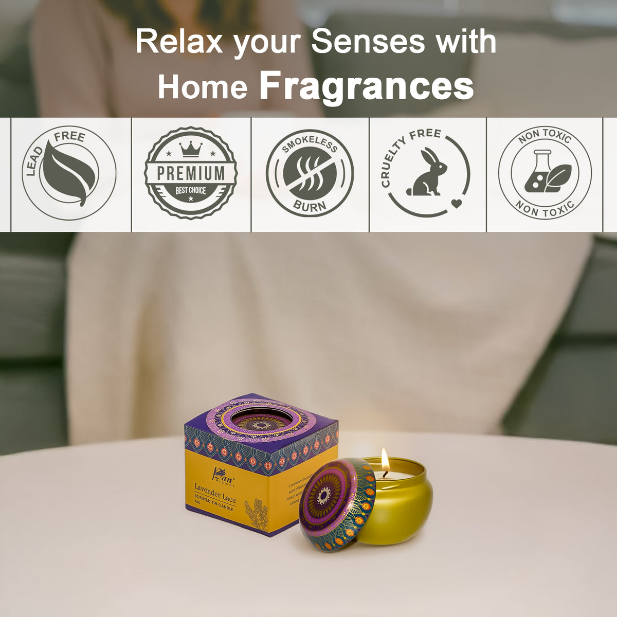 Lavender Lace Scented Tin Candle- 70gm