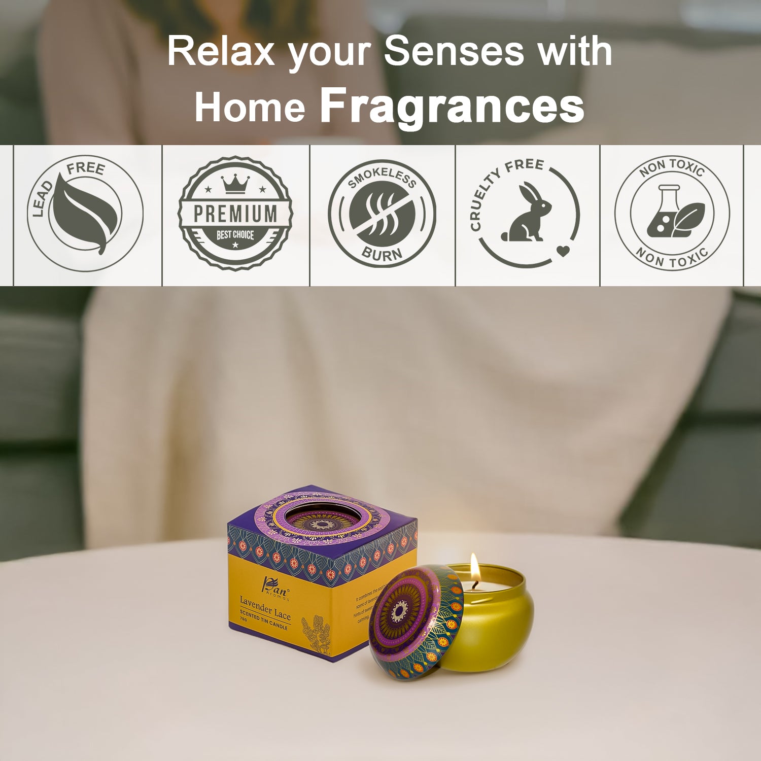 Lavender Lace Scented Tin Candle- 70gm