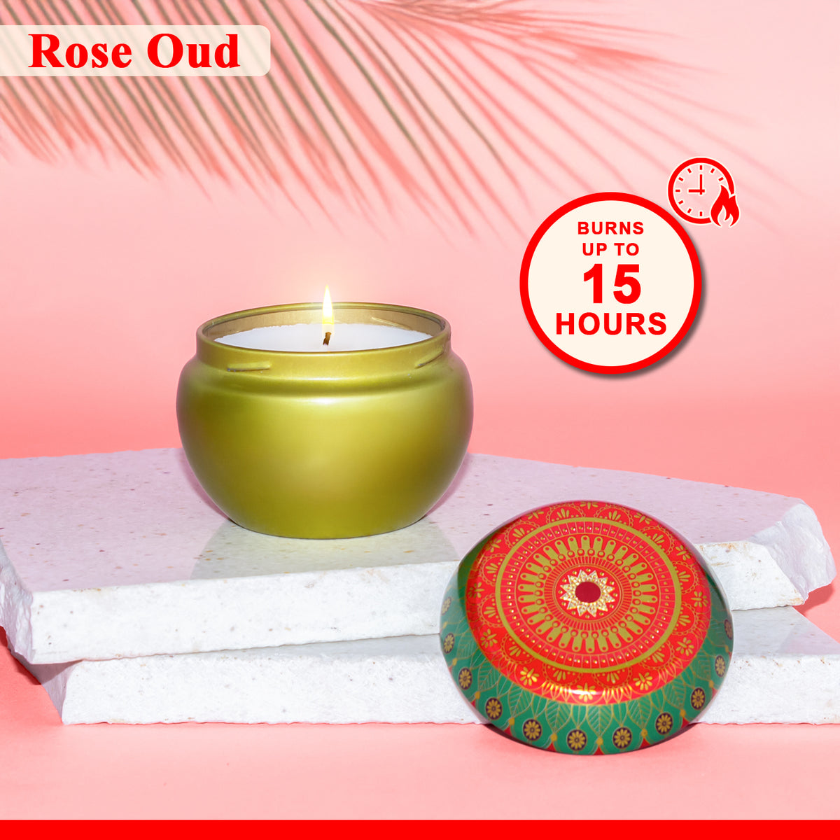 Rose Oud Scented Tin Candle- 70gm