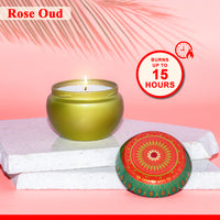 Rose Oud Scented Tin Candle- 70gm