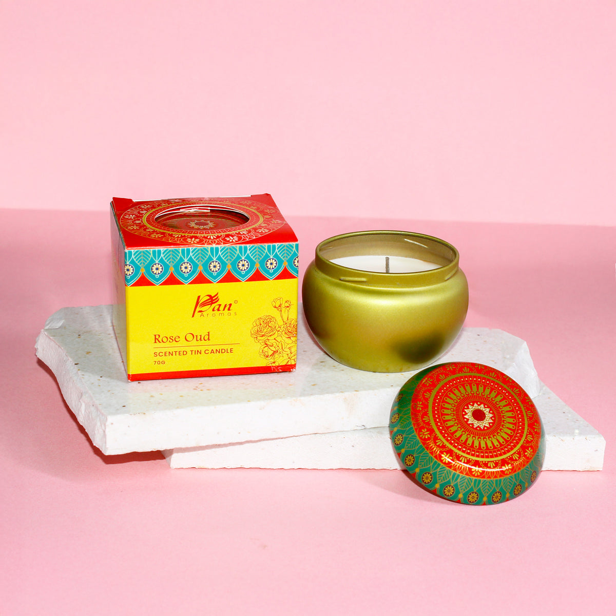 Rose Oud Scented Tin Candle- 70gm
