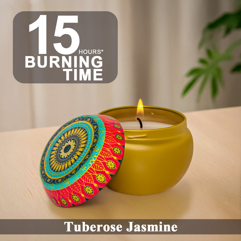 Tuberose Jasmine Scented Tin Candle- 70gm