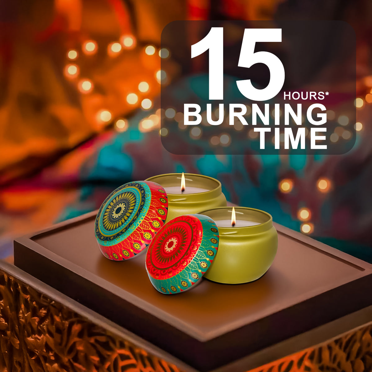 Tuberose Jasmine & Rose Oud Scented Tin Candle- 2 Pack