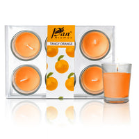 6 Pack Votive Glass Candle- Tangy Orange
