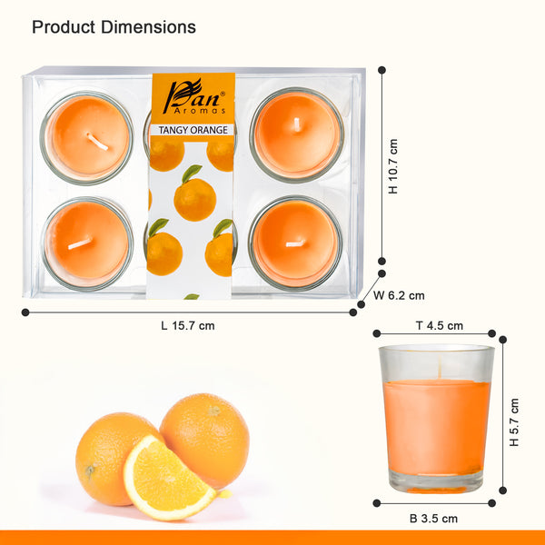 6 Pack Votive Glass Candle- Tangy Orange
