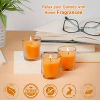 6 Pack Votive Glass Candle- Tangy Orange