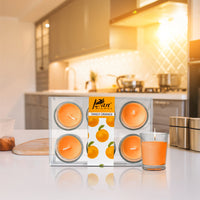 6 Pack Votive Glass Candle- Tangy Orange