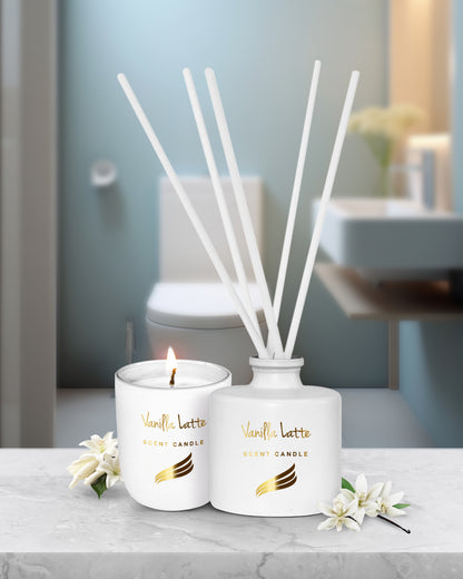 Crystal Collection – Vanilla Latte (Special Combo) | Reed Diffuser (100ml) & Scented Candle (150g)